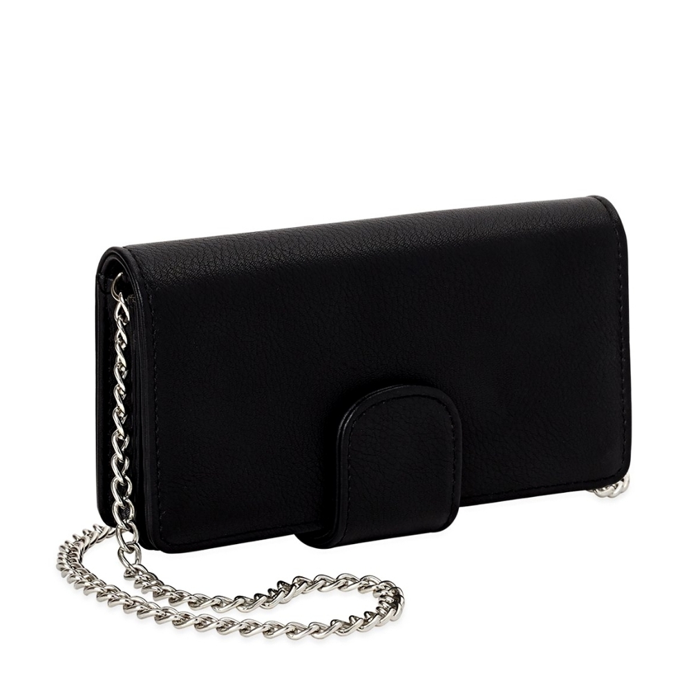 NEW Women’s Small  Black Vegan Leather Chain Link Strap Crossbody Bag